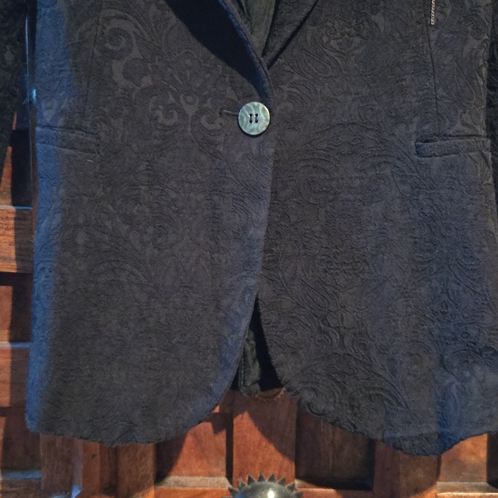 Zara Basic Black Embellished Shoulder Blazer - image 3